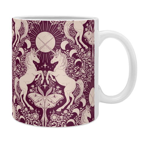 Avenie Unicorn Damask In Berry Red Coffee Mug