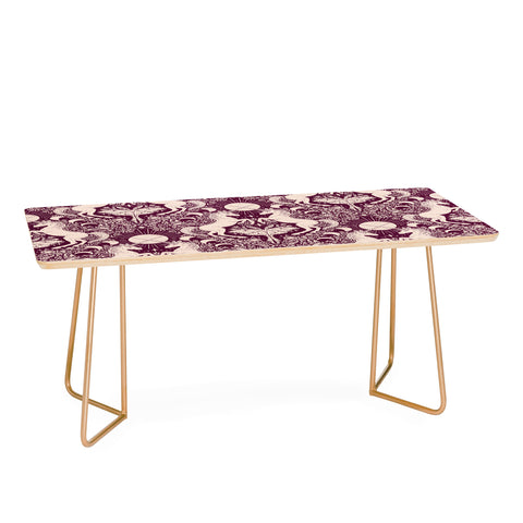 Avenie Unicorn Damask In Berry Red Coffee Table