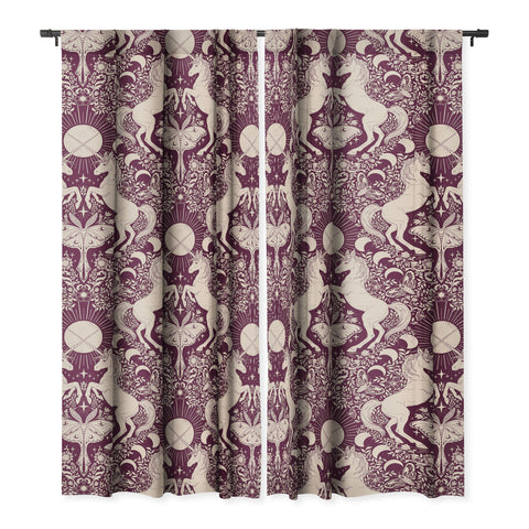 Avenie Unicorn Damask In Berry Red Blackout Non Repeat