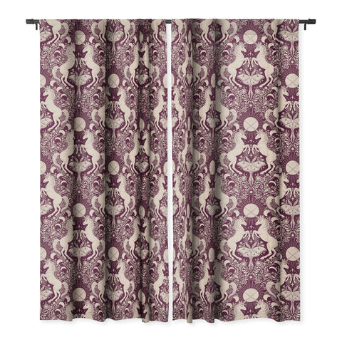 Avenie Unicorn Damask In Berry Red Blackout Window Curtain