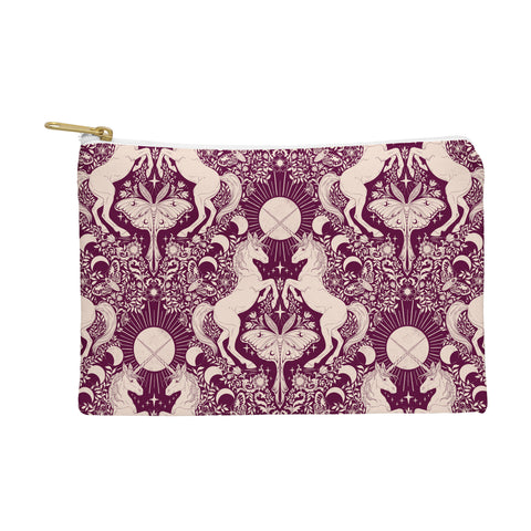 Avenie Unicorn Damask In Berry Red Pouch