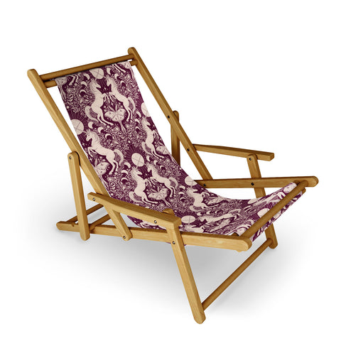 Avenie Unicorn Damask In Berry Red Sling Chair