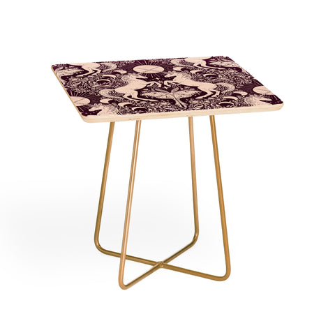 Avenie Unicorn Damask In Berry Red Side Table