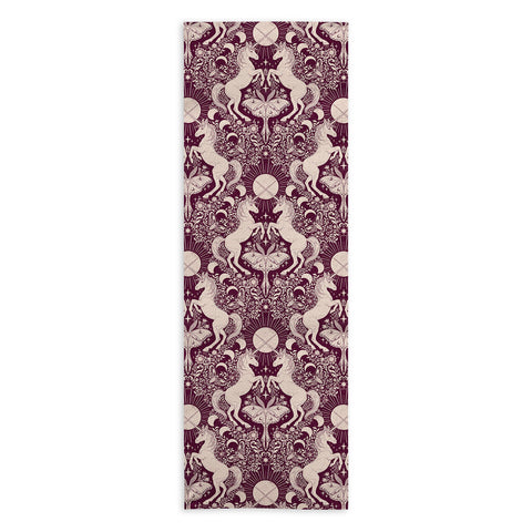 Avenie Unicorn Damask In Berry Red Yoga Towel