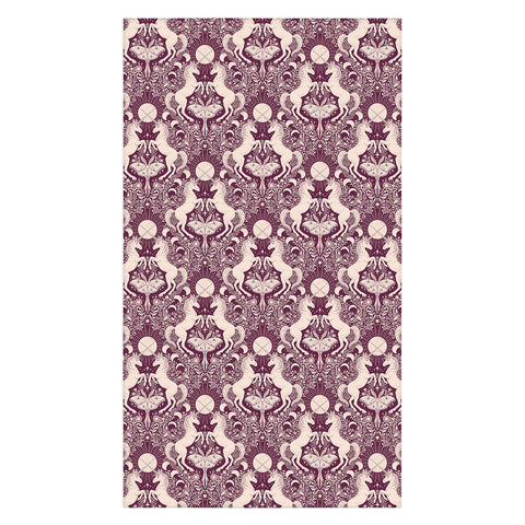 Avenie Unicorn Damask In Berry Red Tablecloth