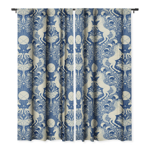 Avenie Unicorn Damask In Blue Blackout Non Repeat