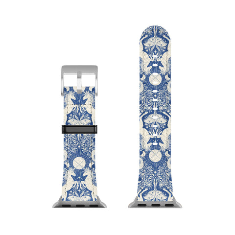 Avenie Unicorn Damask In Blue Apple Watch Band