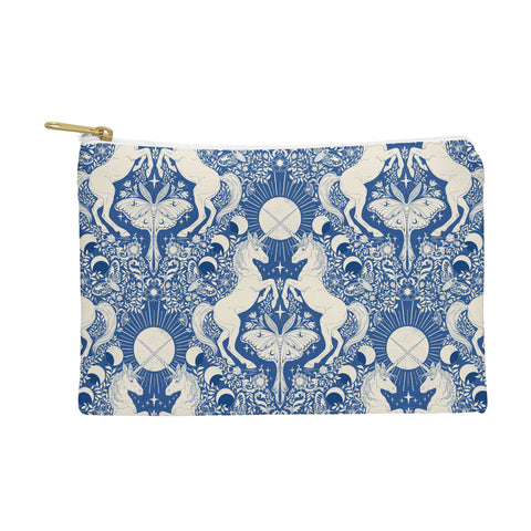 Avenie Unicorn Damask In Blue Pouch