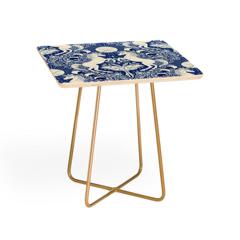 Avenie Unicorn Damask In Blue Side Table