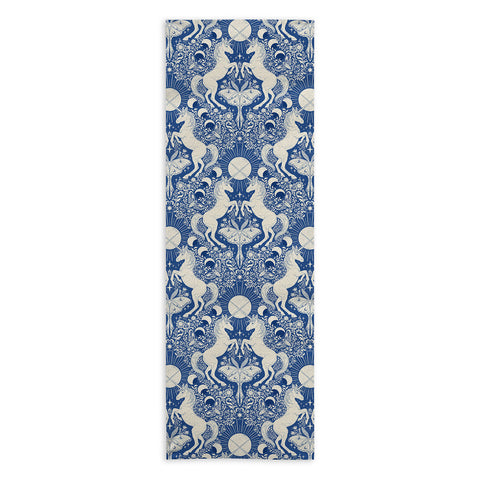 Avenie Unicorn Damask In Blue Yoga Towel