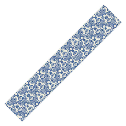 Avenie Unicorn Damask In Blue Table Runner