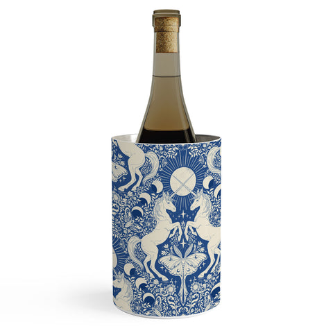 Avenie Unicorn Damask In Blue Wine Chiller