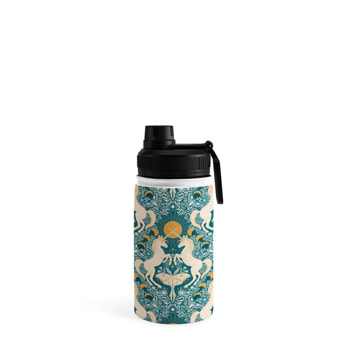 Avenie Unicorn Damask Turquoise Gold Water Bottle