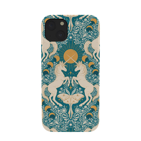 Avenie Unicorn Damask Turquoise Gold Phone Case