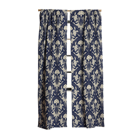 Avenie Victorian Botanical Cornflower Blackout Window Curtain