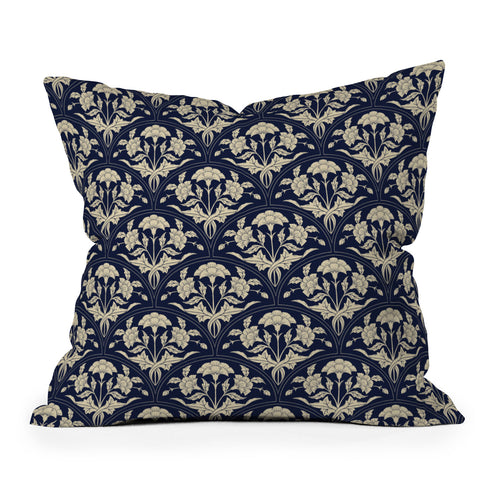 Avenie Victorian Botanical Cornflower Outdoor Throw Pillow