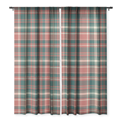 Avenie Vintage Christmas Plaid Sheer Non Repeat