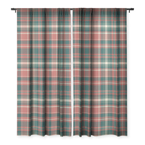 Avenie Vintage Christmas Plaid Sheer Window Curtain