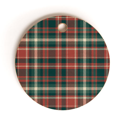 Avenie Vintage Christmas Plaid Cutting Board Round