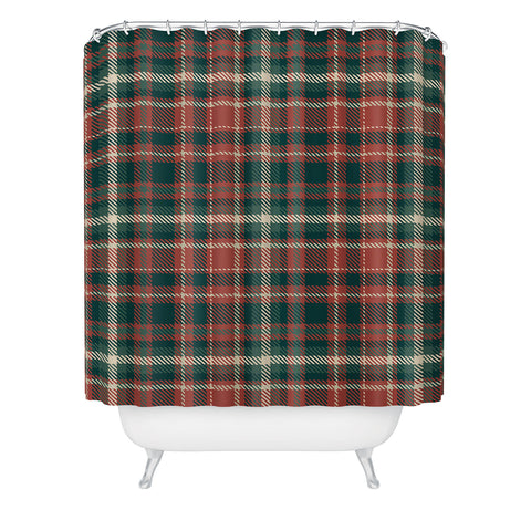 Avenie Vintage Christmas Plaid Shower Curtain