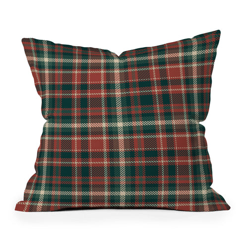 Avenie Vintage Christmas Plaid Outdoor Throw Pillow
