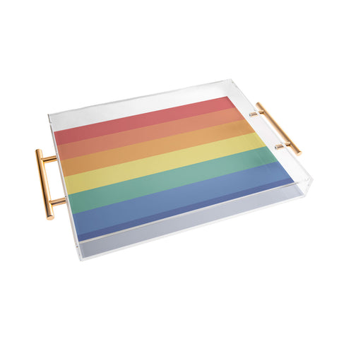 Avenie Vintage Rainbow Stripes Acrylic Tray