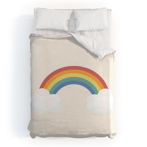 Avenie Vintage Rainbow With Clouds Duvet Cover