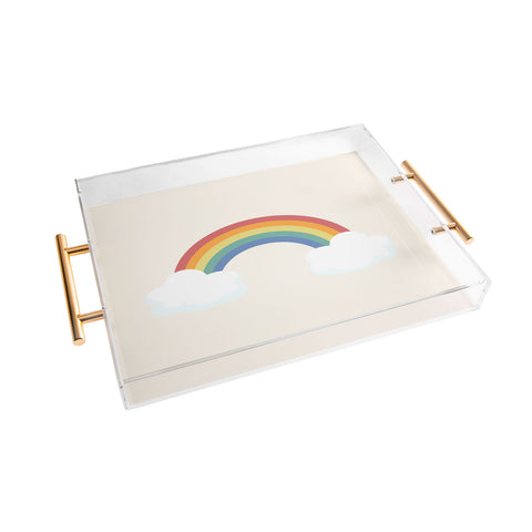 Avenie Vintage Rainbow With Clouds Acrylic Tray