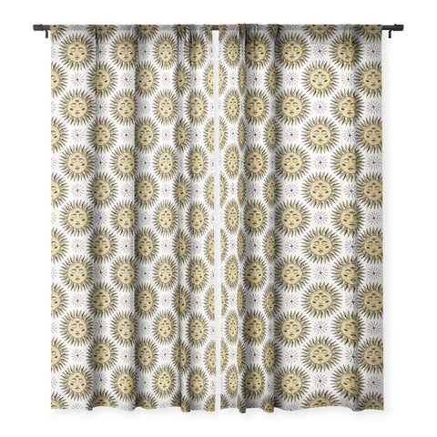 Avenie Vintage Sun In Gold Sheer Window Curtain