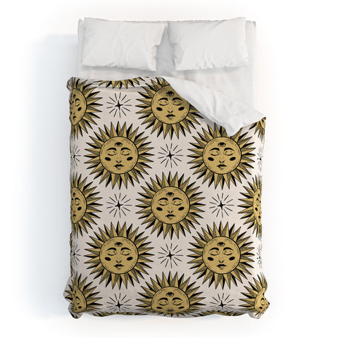 Avenie Vintage Sun In Gold Duvet Cover