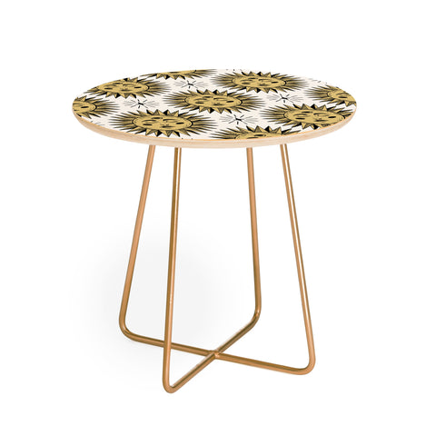 Avenie Vintage Sun In Gold Round Side Table