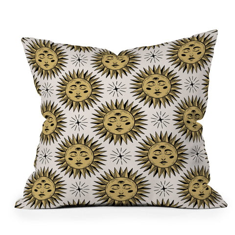 Avenie Vintage Sun In Gold Throw Pillow