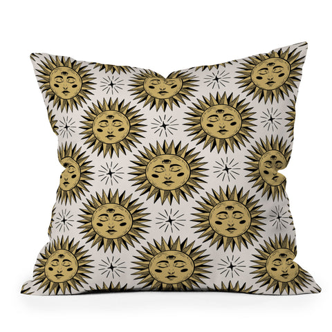 Avenie Vintage Sun In Gold Outdoor Throw Pillow