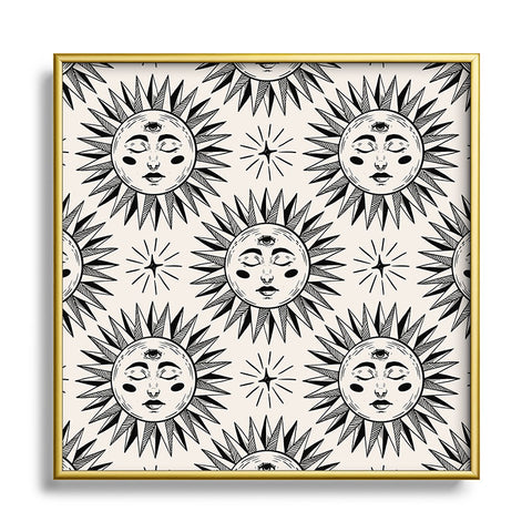 Avenie Vintage Sun Square Metal Framed Art Print
