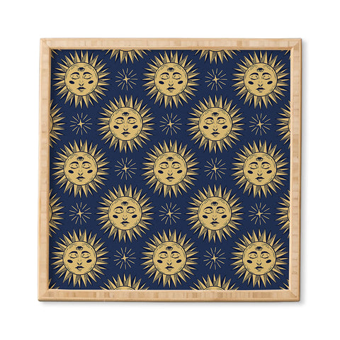 Avenie Vintage Sun Navy Framed Wall Art