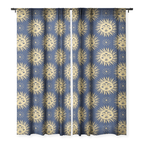 Avenie Vintage Sun Navy Sheer Non Repeat