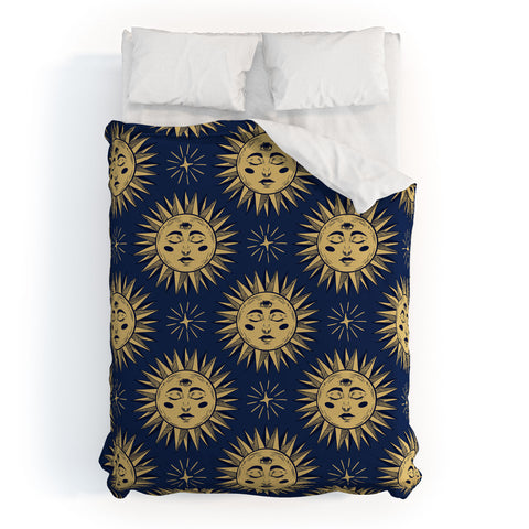 Avenie Vintage Sun Navy Duvet Cover