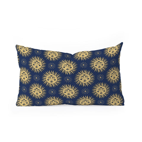 Avenie Vintage Sun Navy Oblong Throw Pillow