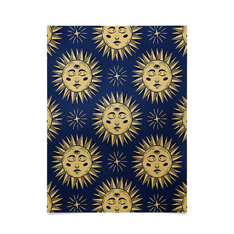 Avenie Vintage Sun Navy Poster