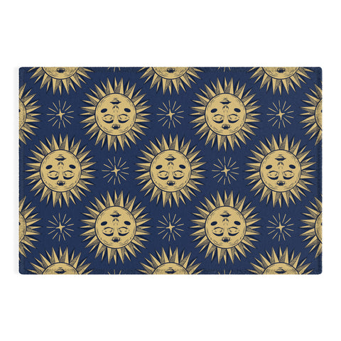 Avenie Vintage Sun Navy Outdoor Rug