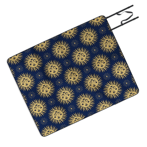 Avenie Vintage Sun Navy Picnic Blanket