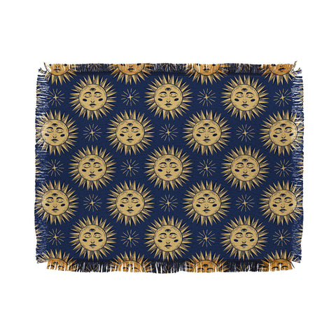 Avenie Vintage Sun Navy Throw Blanket