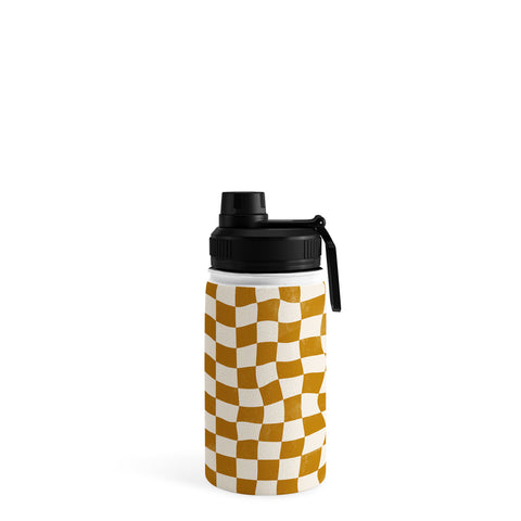 Avenie Warped Checkerboard Gold Water Bottle