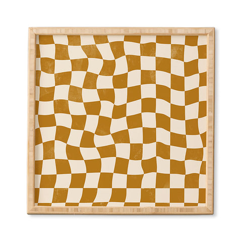 Avenie Warped Checkerboard Gold Framed Wall Art