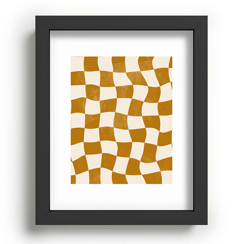 Avenie Warped Checkerboard Gold Recessed Framing Rectangle