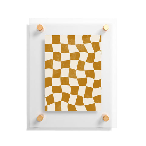 Avenie Warped Checkerboard Gold Floating Acrylic Print