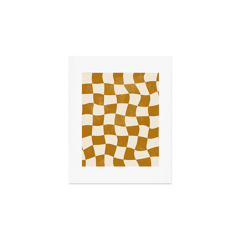 Avenie Warped Checkerboard Gold Art Print