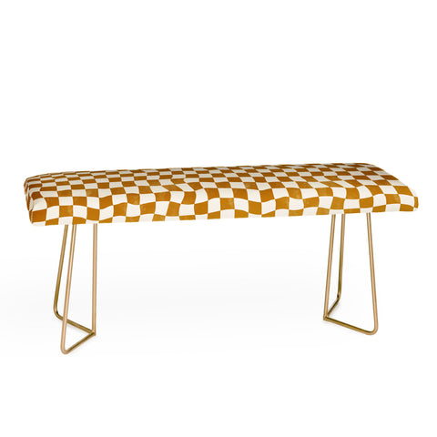 Avenie Warped Checkerboard Gold Bench