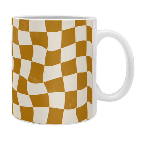 Avenie Warped Checkerboard Gold Coffee Mug