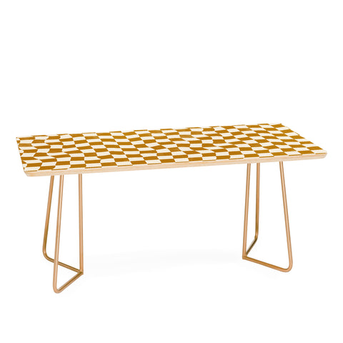 Avenie Warped Checkerboard Gold Coffee Table